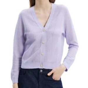 Theory Cropped Cardigan in Soft Iris